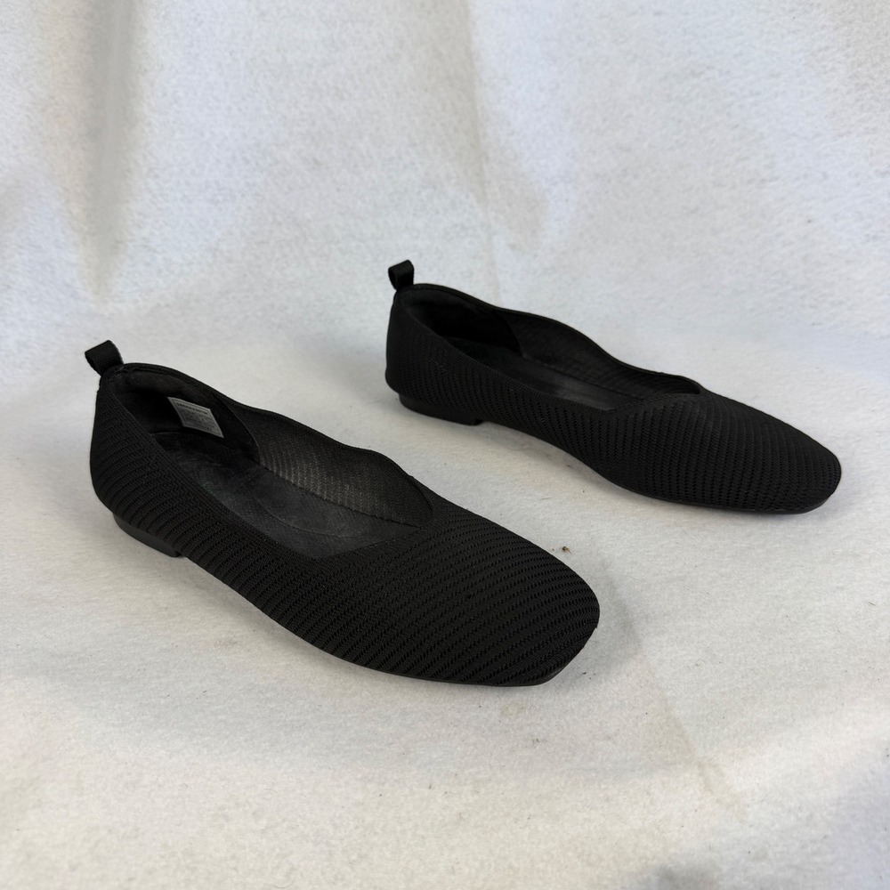Burudani Black Knit Square Toe Ballet Flats Womens US 10 UK 8 Casual Office - Picture 4 of 10